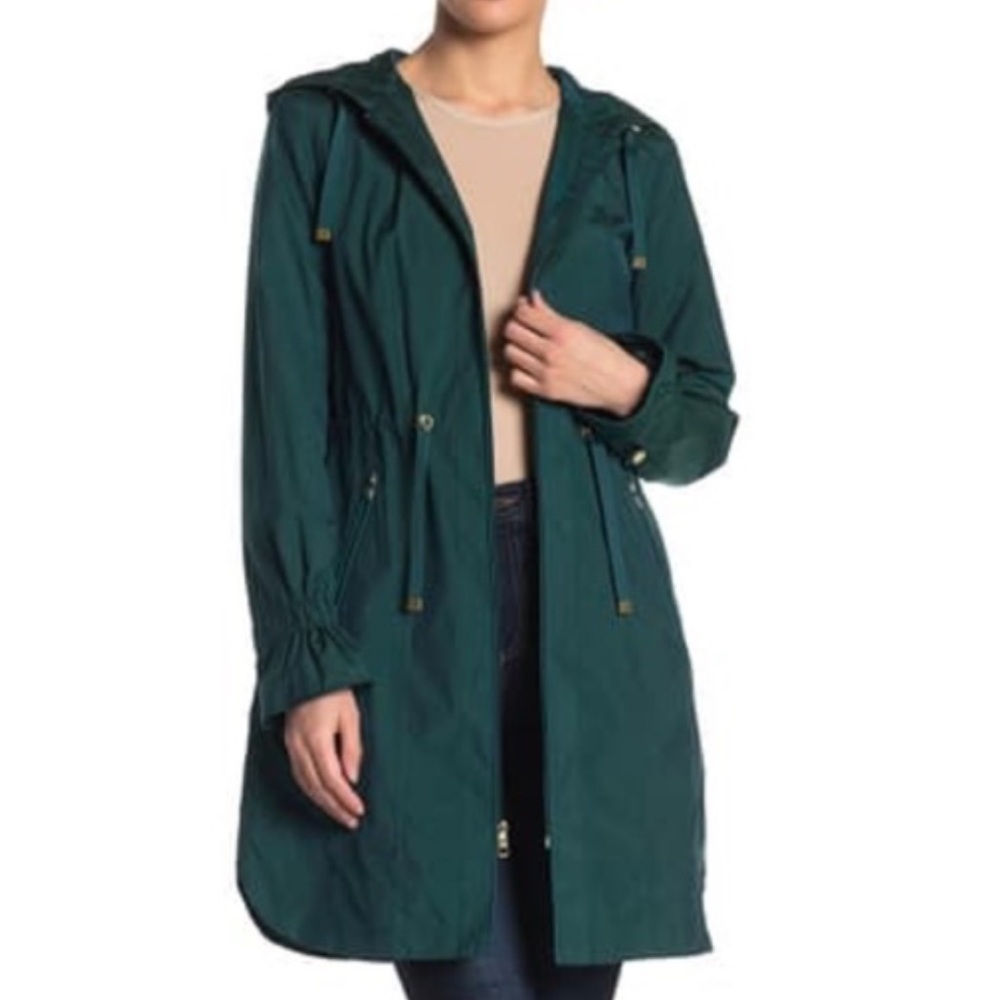 Cole Haan Hooded Zip Long Zip Jacket Pine Green M